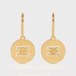 Celine Women Triomphe Swivel Earrings in Brass with Gold Finish