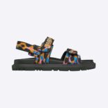 Dior Women Dioract Sandal Blue Multicolor Mizza Printed Silk