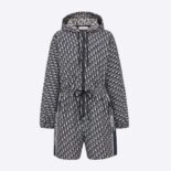 Dior Women Hooded Romper Blue Technical Taffeta Jacquard