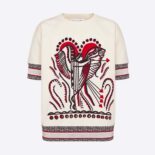 Dior Women Short-Sleeved Sweatshirt White Cotton Jersey with Multicolor Cupidon Motif