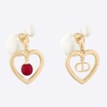 Dior Women Tribales Earrings Gold-Finish Metal with Red Resin Pearls