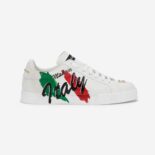 Dolce Gabbana D&G Women Calfskin Portofino Light Sneakers with Print-White