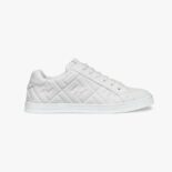 Fendi Men White Nappa Leather Low-Tops with 3D Macro FF Motif