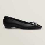 Hermes Women Danseuse Ballet Flat in Calfskin Leather-Black