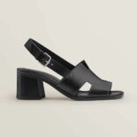 Hermes Women Elbe 60 Sandal in Calfskin with H Cut-Out Detail-Black