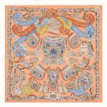 Hermes Women Sous L Egide De Mars Wash Scarf 90-Orange