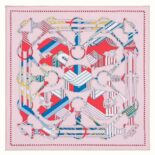 Hermes Women Tatersale En Zigzag Scarf 45 in Silk Twill-Pink