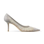 Jimmy Choo Women Love 65 Metallic Silver Glitter Fabric Pumps