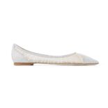 Jimmy Choo Women Love Flat Metallic Silver Glitter Fabric Flats