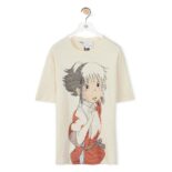 Loewe Women Chihiro Oversize Embroidered T-shirt in Hemp and Cotton