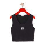 Loewe Women Cropped Anagram Tank Top in Cotton-Black