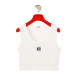 Loewe Women Cropped Anagram Tank Top in Cotton-White