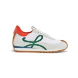 Loewe Women Flow Runner in Nylon and Calfskin-Green