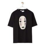 Loewe Women Kaonashi Embroidered T-shirt in Cotton-Black