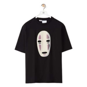 Loewe Men Kaonashi Embroidered T-shirt in Cotton-Black