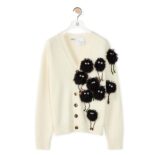 Loewe Women Susuwatari Cardigan in Wool with Hand Knitted-White