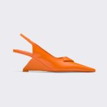 Prada Women Brushed Leather Slingback Pumps in 65mm Heel-Orange