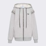 Prada Women Oversized Studded Hoodie-Silver