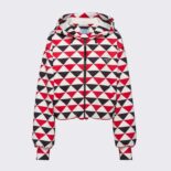 Prada Women Printed Jersey Hoodie-Red