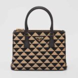 Prada Women Small Prada Galleria Jacquard Fabric Bag-Brown