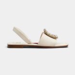 Roger Vivier Women Biki Love Strass Buckle Sandals in Leather-White