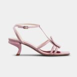 Roger Vivier Women Virgule Covered Buckle Sandals in Leather-Pink