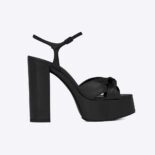 Saint Laurent YSL Women Bianca Platform Sandals in Smooth Leather-Black