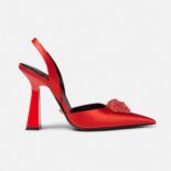 Versace Women La Medusa Satin Sling-Back Pumps in 105 mm Heel-Red