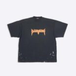 Balenciaga Men Metal T-Shirt Oversized in Black Vintage Jersey