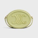 Celine Women Crossbody Oval Purse Cuir Triomphe in Smooth Calfskin-Lime