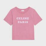 Celine Women Paris Boxy Cotton Jersey T-shirt-Pink