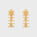 Celine Women Triomphe Multi Short Earrings in Brass with Gold Finish