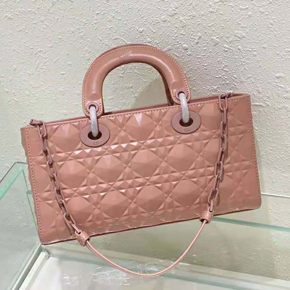 Dior Women Lady D-Joy Bag Rose Des Vents Cannage Calfskin with Diamond Motif