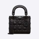 Dior Women Mini Lady Dior Bag Black Cannage Calfskin with Diamond Motif