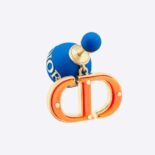 Dior Women Tribales Earring Gold-Finish Metal with Fluorescent Blue Lacquer