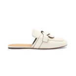 Loewe Women Gate Flat Mule in Calfskin-White