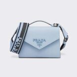 Prada Women Monochrome Saffiano and Leather Bag-Blue