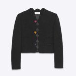 Saint Laurent YSL Women Cropped Jacket in Boucle Tweed