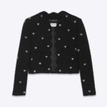 Saint Laurent YSL Women Cropped Jacket in Boucle Tweed