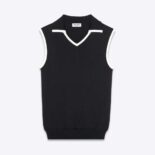 Saint Laurent YSL Women Monogram Sleeveless Polo Sweater in Knit