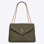 Saint Laurent YSL Women Loulou Medium Bag in Matelassé Y Leather-Green