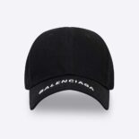 Balenciaga Women Logo Visor Cap in Black and White Cotton Drill