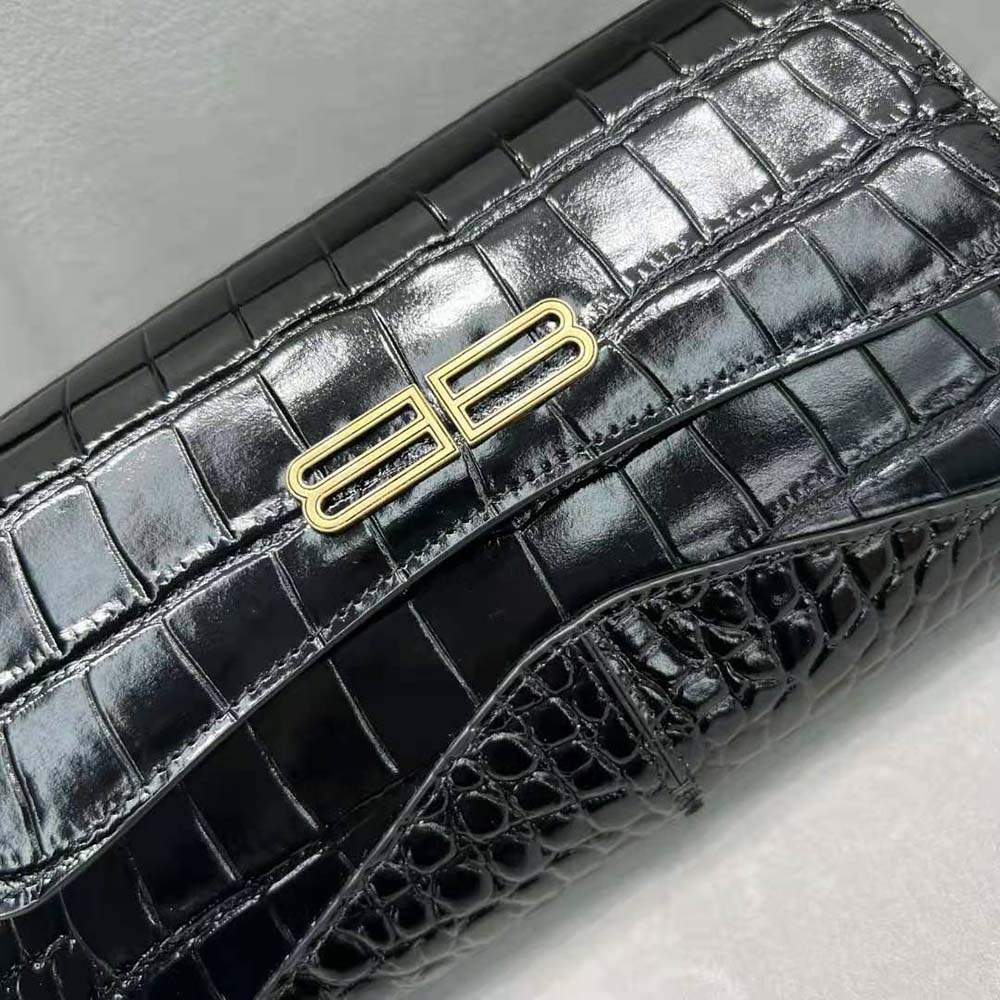 Balenciaga XX Crocodile Embossed Flap Bag Small Black