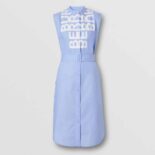 Burberry Women Sleeveless Logo Print Cotton Oxford Shirt Dress