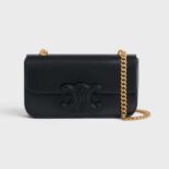 Celine Women Chain Shoulder Bag Cuir Triomphe in Shiny Calfskin-Black