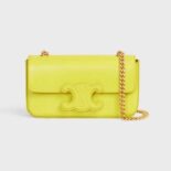 Celine Women Chain Shoulder Bag Cuir Triomphe in Shiny Calfskin-Yellow