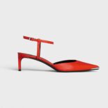 Celine Women Kitten Metal Toe Pump in Kidskin-Red