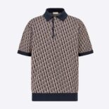 Dior Men Oblique Polo Shirt Blue Cotton Jacquard