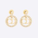 Dior Women Clair D Lune Earrings Gold-Finish Metal and Silver-Tone Crystals