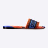 Dior Women Dway Slide Blue Multicolor D-Flower Pop Cotton Embroidery